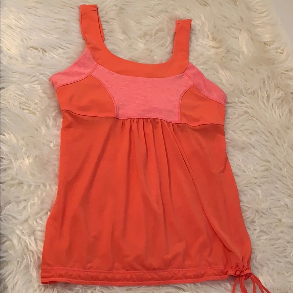 Prana, S Athletic yoga top, sheer orange